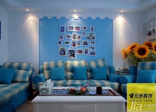 地中海风格二居室富裕型90平米客厅沙发背景墙沙发图片