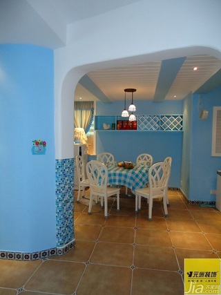 地中海风格二居室富裕型90平米餐厅餐桌效果图