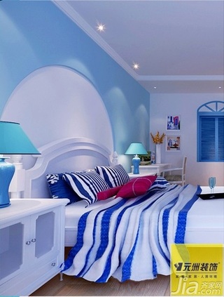 地中海风格二居室富裕型90平米卧室卧室背景墙床效果图