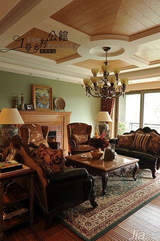 非空美式乡村风格别墅经济型140平米以上客厅沙发图片