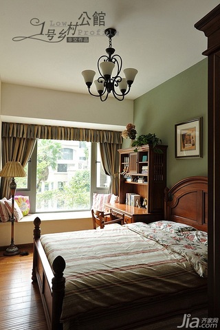 非空美式乡村风格别墅经济型140平米以上卧室飘窗床效果图