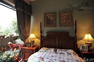 非空美式乡村风格别墅经济型140平米以上卧室床图片