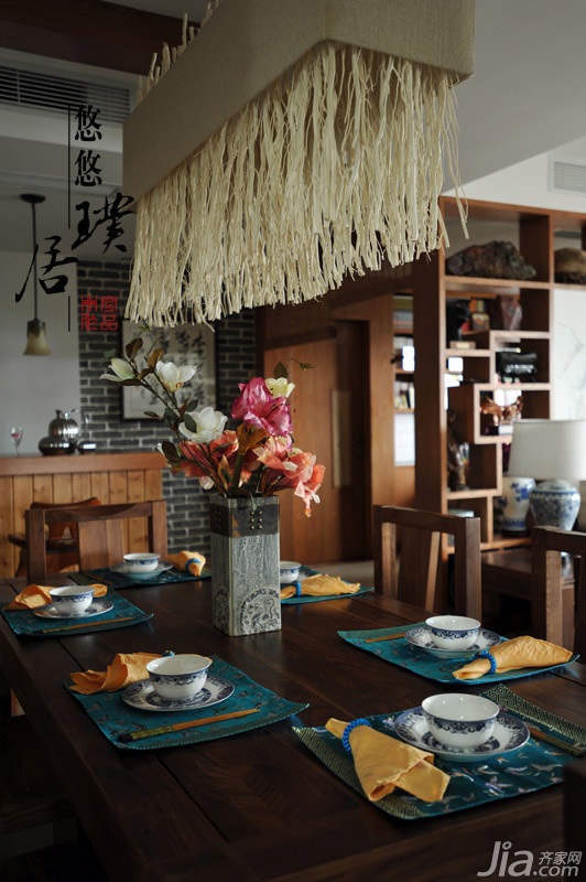 非空,三居室装修,100平米装修,经济型装修,美式乡村风格,餐厅,餐桌,灯具