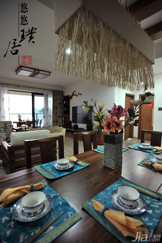 非空,三居室装修,100平米装修,经济型装修,美式乡村风格,餐厅,餐桌,灯具,沙发