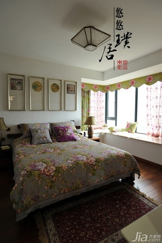 非空美式乡村风格三居室经济型100平米卧室飘窗床效果图