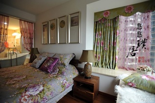 非空美式乡村风格三居室经济型100平米卧室飘窗床效果图