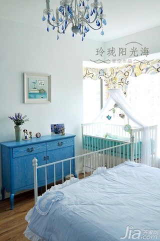 非空地中海风格复式蓝色10-15万110平米卧室床效果图