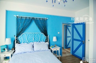 非空地中海风格复式蓝色10-15万110平米卧室床效果图