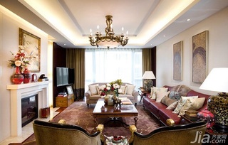 混搭风格二居室富裕型130平米客厅吊顶沙发效果图
