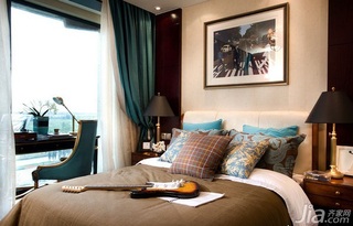 混搭风格二居室富裕型130平米卧室床效果图