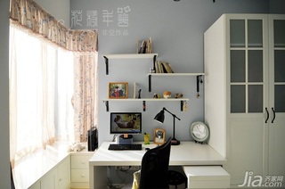 非空田园风格二居室经济型90平米卧室书桌效果图