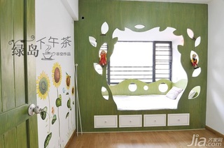 非空田园风格公寓绿色经济型80平米儿童房床图片