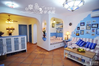 非空地中海风格三居室富裕型120平米客厅照片墙沙发效果图