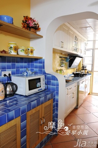 非空地中海风格三居室富裕型120平米厨房橱柜图片