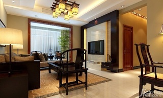 中式风格二居室富裕型120平米客厅电视背景墙效果图