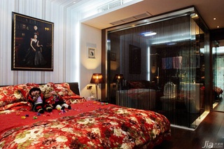 混搭风格富裕型130平米卧室卧室背景墙床婚房平面图