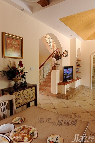 非空美式乡村风格别墅20万以上140平米以上客厅电视柜效果图