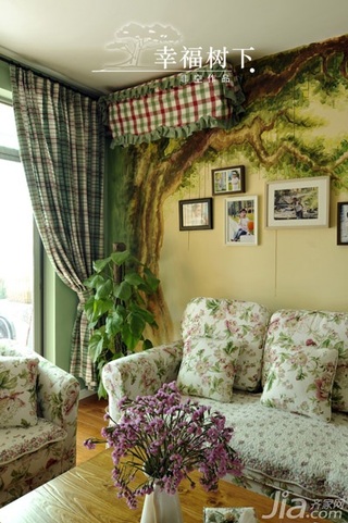 非空田园风格三居室10-15万120平米客厅照片墙茶几图片