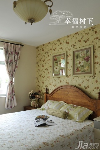 非空田园风格三居室10-15万120平米卧室床效果图