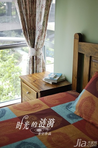 非空田园风格公寓经济型120平米卧室床图片