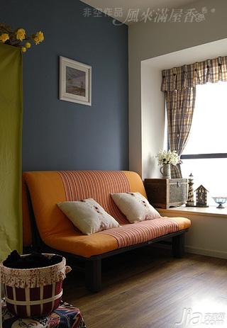 非空田园风格公寓蓝色经济型90平米书房沙发效果图