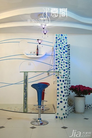 非空地中海风格三居室富裕型130平米吧台吧台椅图片
