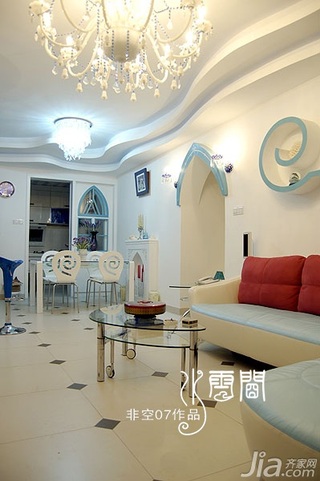 非空地中海风格三居室富裕型130平米客厅沙发图片
