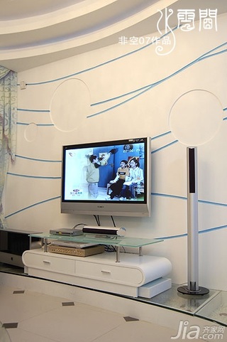 非空地中海风格三居室富裕型130平米客厅电视背景墙电视柜效果图