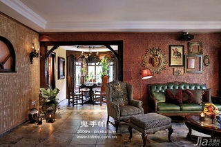 鬼手帕新古典风格小户型豪华型90平米客厅照片墙沙发图片