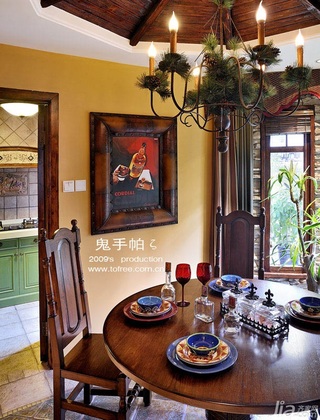 鬼手帕新古典风格小户型豪华型90平米餐厅餐桌效果图