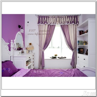 鬼手帕田园风格公寓紫色经济型120平米卧室床图片