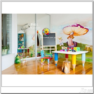 鬼手帕田园风格复式经济型130平米儿童房卧室背景墙设计