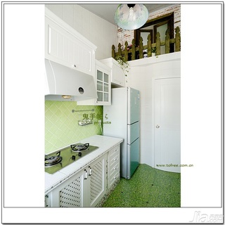 鬼手帕田园风格复式经济型130平米厨房橱柜设计图纸