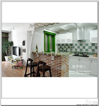 鬼手帕田园风格公寓经济型120平米厨房吧台橱柜定制