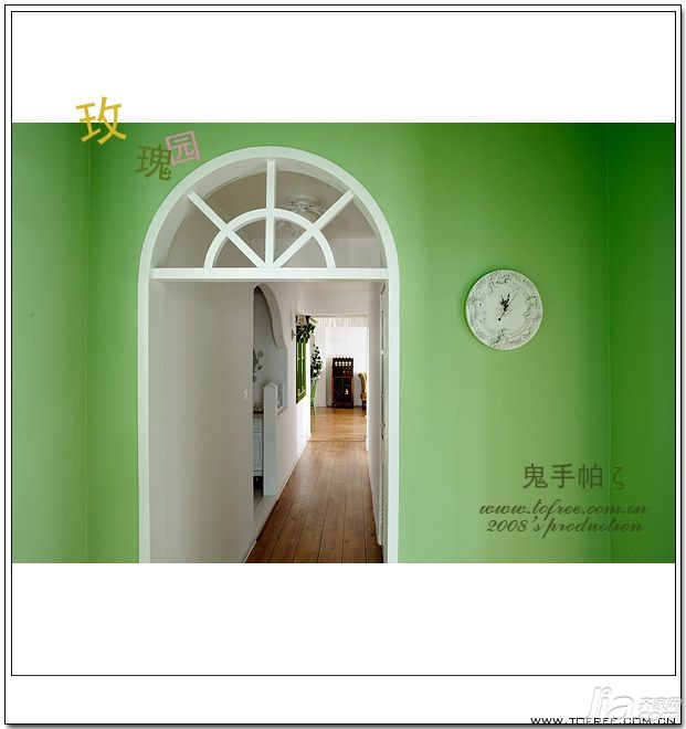 鬼手帕,公寓装修,120平米装修,经济型装修,田园风格,过道,绿色