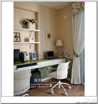 鬼手帕田园风格公寓经济型120平米书房书桌效果图