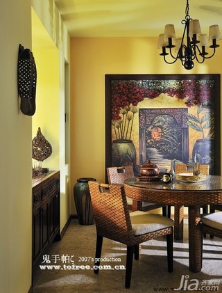 鬼手帕东南亚风格公寓经济型120平米餐厅餐桌图片