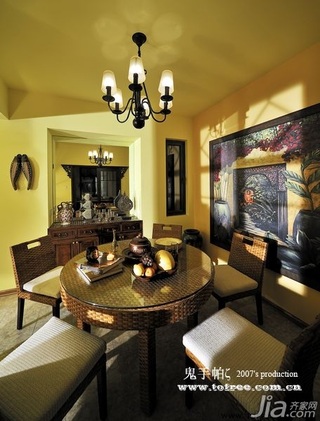 鬼手帕东南亚风格公寓经济型120平米餐厅餐桌图片