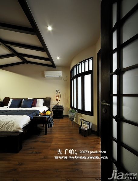 鬼手帕,公寓装修,120平米装修,经济型装修,东南亚风格,卧室,床,衣柜