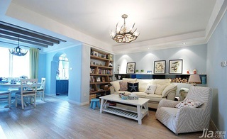地中海风格浪漫蓝色客厅沙发背景墙沙发图片