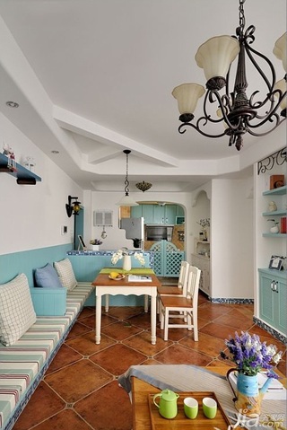 地中海风格浪漫蓝色客厅灯具效果图