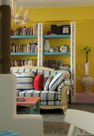 地中海风格浪漫蓝色客厅设计图