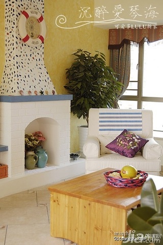 地中海风格浪漫蓝色客厅茶几图片