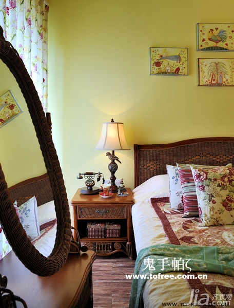 鬼手帕,公寓装修,130平米装修,20万以上装修,欧式风格,卧室,床,床头柜