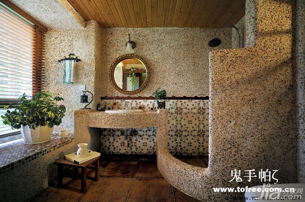 鬼手帕,公寓装修,130平米装修,20万以上装修,欧式风格,卫生间,洗手台