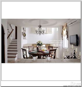 鬼手帕欧式风格别墅富裕型130平米餐厅楼梯餐桌效果图