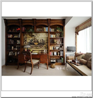 鬼手帕欧式风格别墅富裕型130平米书房书桌图片