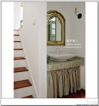 鬼手帕欧式风格别墅富裕型130平米卫生间楼梯洗手台图片
