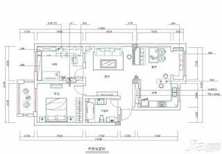 日式风格二居室10-15万90平米婚房户型图