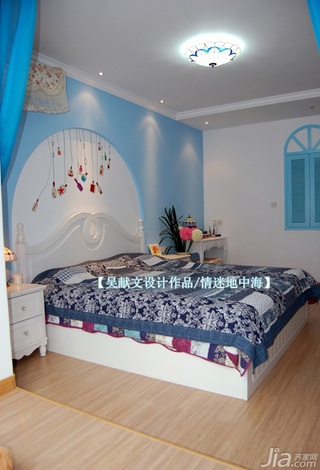 地中海风格小户型浪漫蓝色卧室装修图片